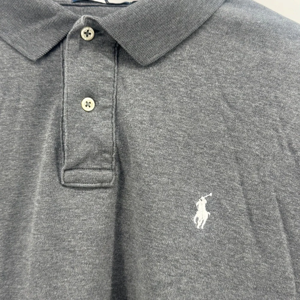 Polo Ralph‎ Lauren Mens Large Heather Grey Short Sleeve Pony Logo Polo Shirt